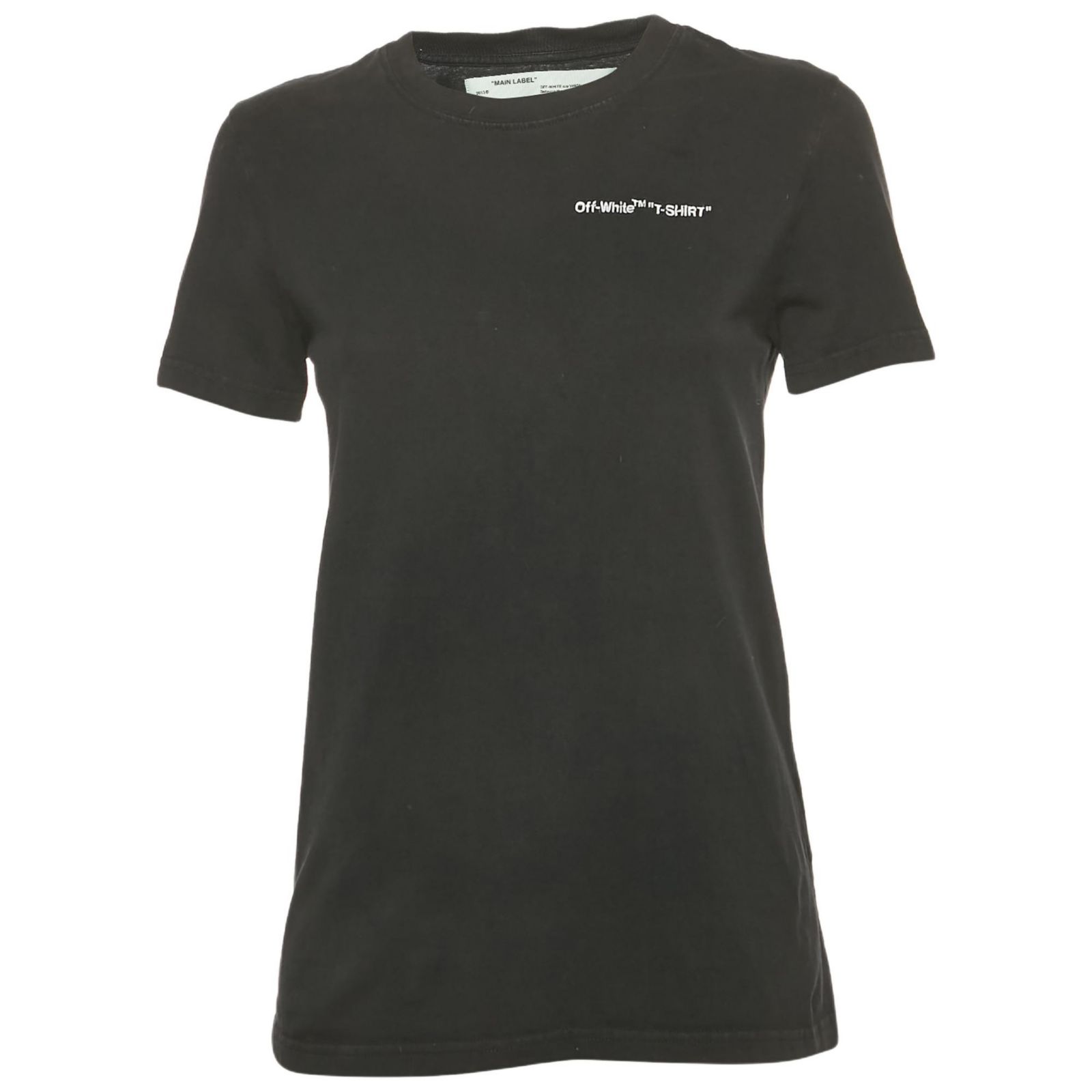 Pre-Owned Off-White Women's Black Logo Embroidered Jersey Crew Neck T-Shirt