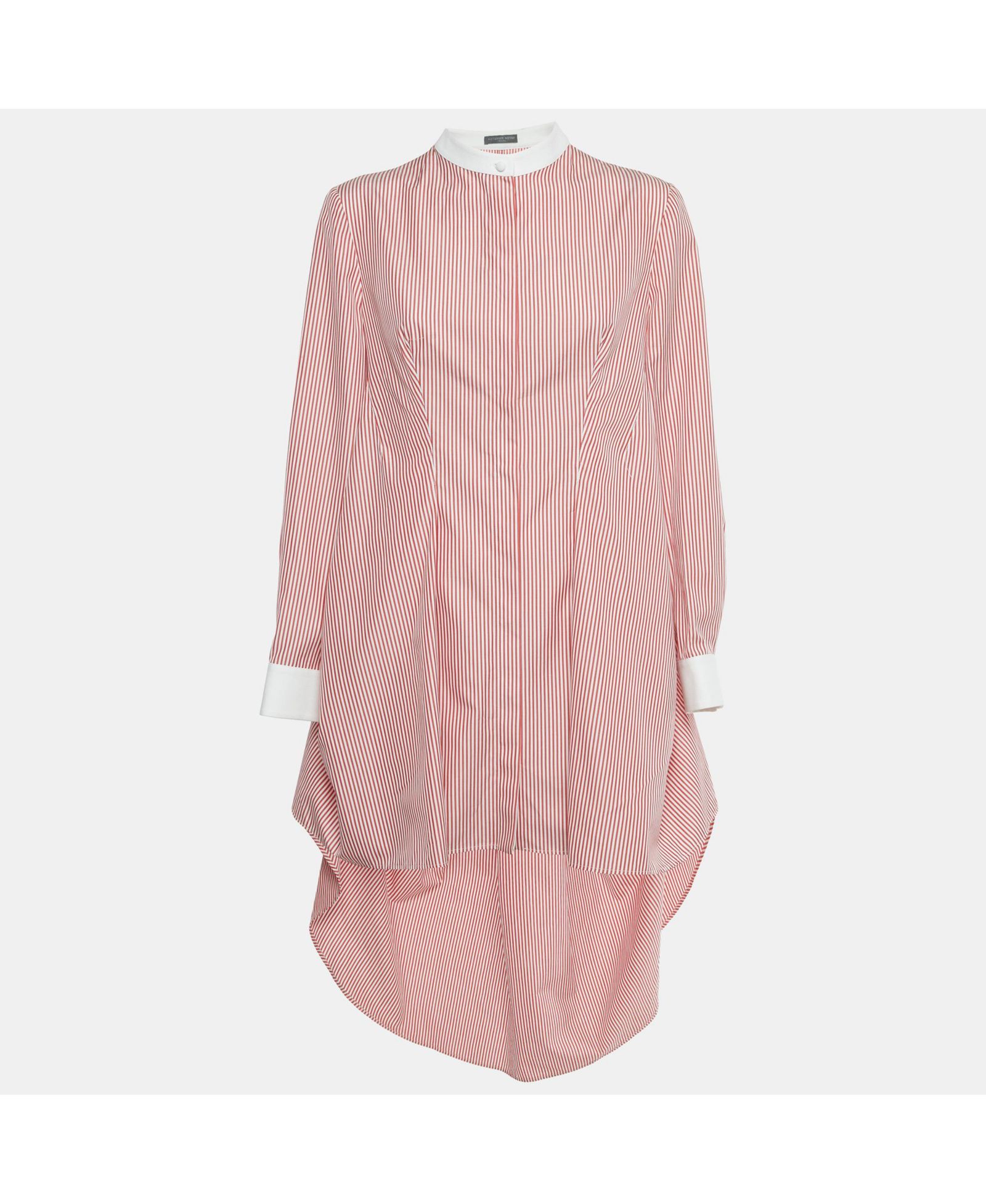 Платье-рубашка Pre-Owned Alexander Mcqueen Women's Red /white Striped Cotton High Low