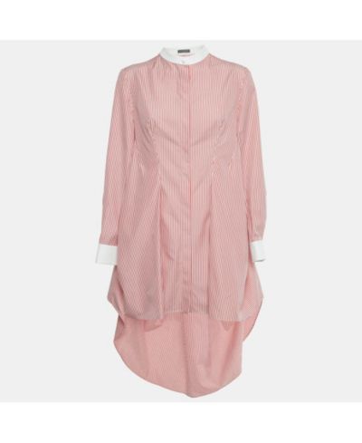 Платье-рубашка Pre-Owned Alexander Mcqueen Women's Red /white Striped Cotton High Low