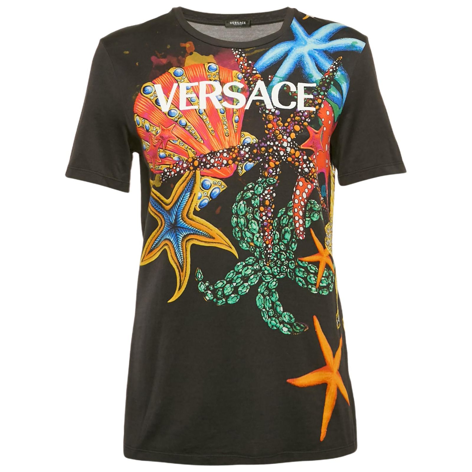 Pre-Owned Versace Women's Starfish Print Jersey Crew Neck T-Shirt