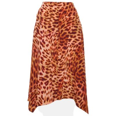 Миди-юбка Pre-Owned Stella Mccartney Pink/brown Leopard Print Silk
