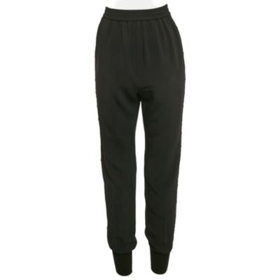 Pre-Owned Stella Mccartney Women's Black Crepe Lace Trimmed Trousers