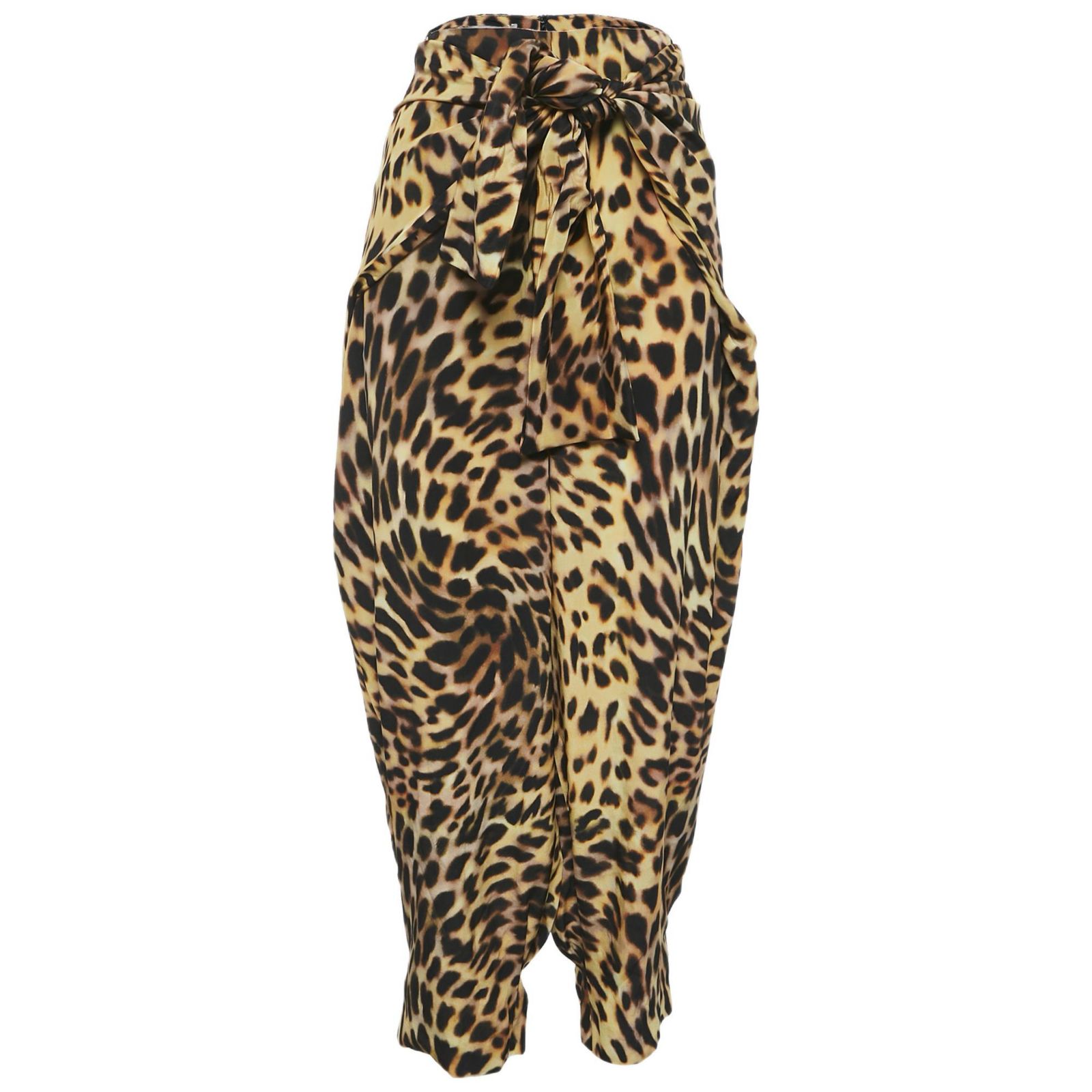 Женские брюки Stella Mccartney Pre-Owned Brown Leopard Print Silk Tie-Up