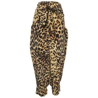 Pre-Owned Stella Mccartney Women's Brown Leopard Print Silk Tie-Up Trousers