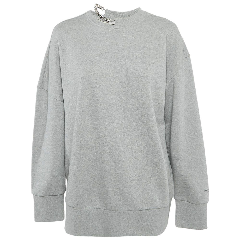 Pre-Owned Stella Mccartney Women's Black Studded Logo Cotton Knit Oversized Sweatshirt