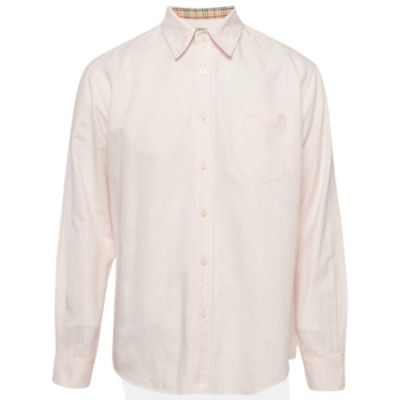 Pre-Owned Burberry Мужская розовая рубашка из льна с длинным рукавом