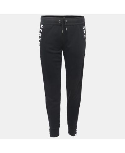 Pre-Owned Versace Women's Pre-Owned Versus Versace Black Logo Print Cotton Side Zip Detailed Joggers