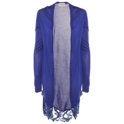 Pre-Owned Emilio Pucci Women's Blue Lace Trim Knit Cardigan