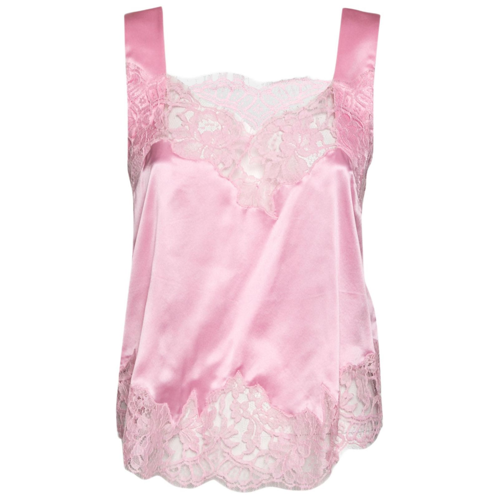 Pre-Owned Givenchy Women's Pink Satin Slip Cami Lace Trimmed Top
