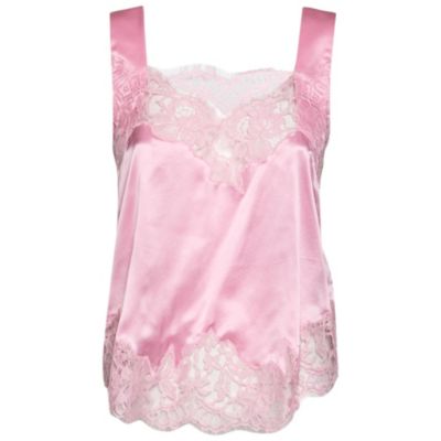Pre-Owned Givenchy Women's Pink Satin Slip Cami Lace Trimmed Top