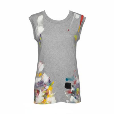 Pre-Owned Dolce & Gabbana Women's Pre-Owned Dolce and Gabbana Grey Limited Edition Hand Painted Top
