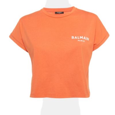 Женский кроп-топ Balmain с логотипом из хлопка