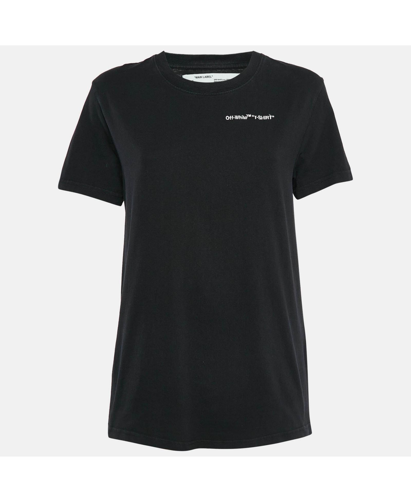 Pre-Owned Off-White Women's Pre-Owned Logo Embroidered Jersey Crew Neck T-Shirt