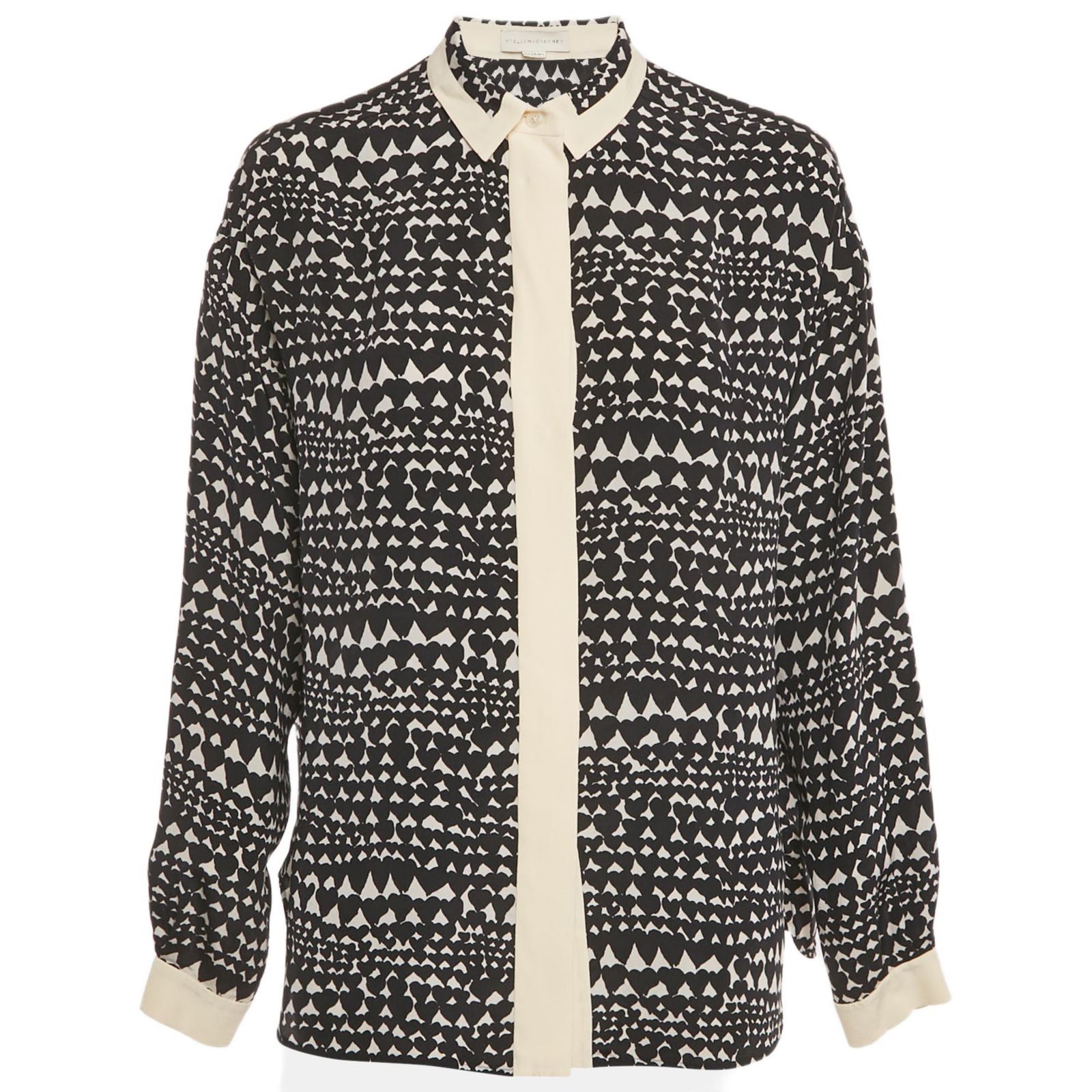 Pre-Owned Stella Mccartney Women's Monochrome Heart Print Silk Full Sleeves Blouse