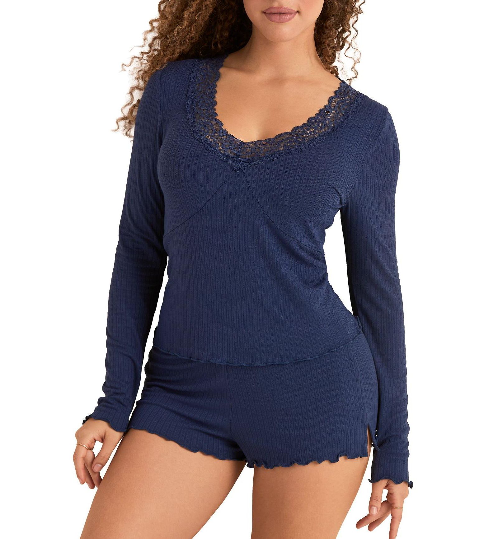Женский комплект Adore Me Women's Brooks Pajama Long Sleeve Top & Shorts