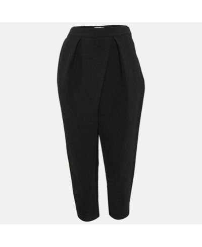 Pre-Owned Chloe Women's Black Textured Crepe Pleats Detail Trousers