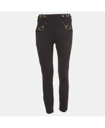 Pre-Owned Versace Women's Jeans Couture Black Belt Pocket Detail Skinny Pants