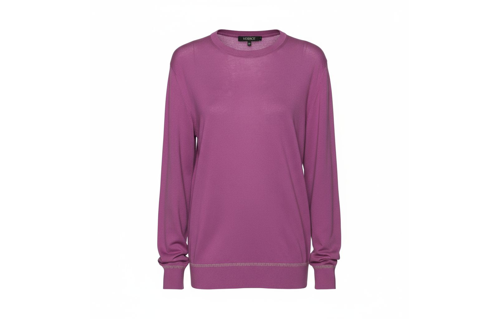 Женский свитер Pre-Owned Versace Purple Knit Greca Detailed Long Sleeve