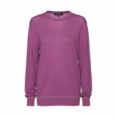 Женский свитер Pre-Owned Versace Purple Knit Greca Detailed Long Sleeve