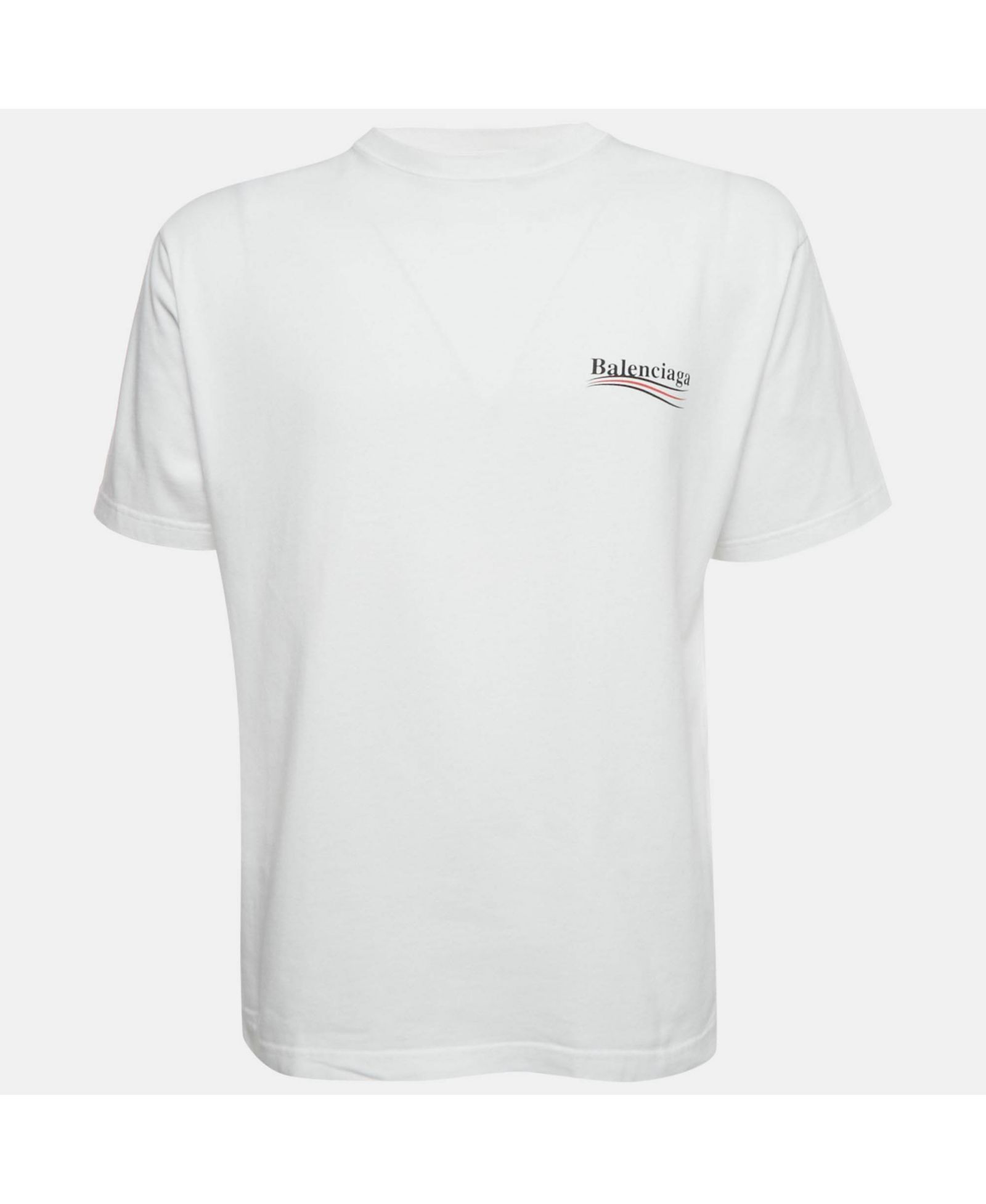 Pre-Owned Balenciaga Men's White Political Campaign Print Cotton T-Shirt