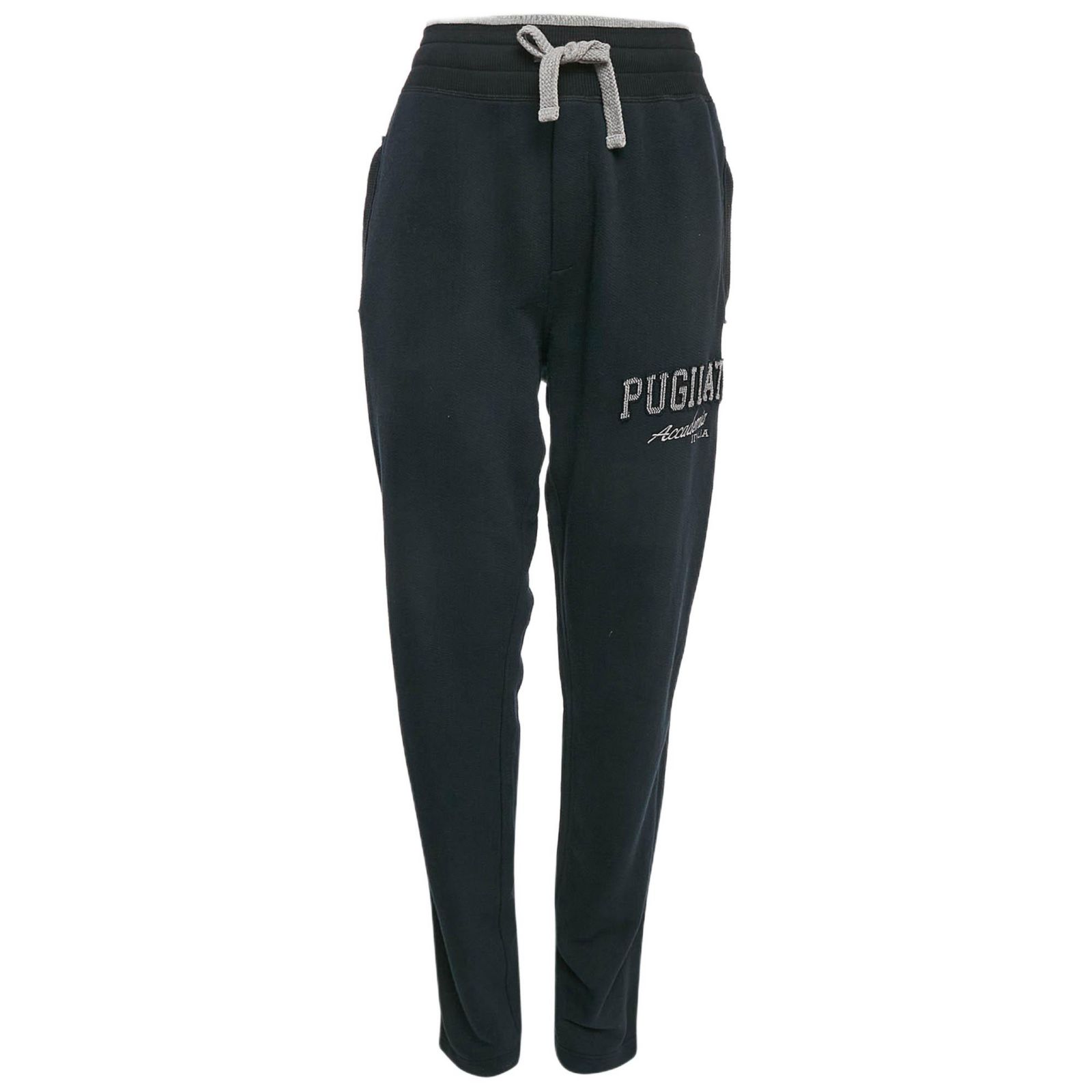 Брюки Dolce & Gabbana Women's Blue Embroidered Cotton Knit Drawstring Track Pants Pre-Owned