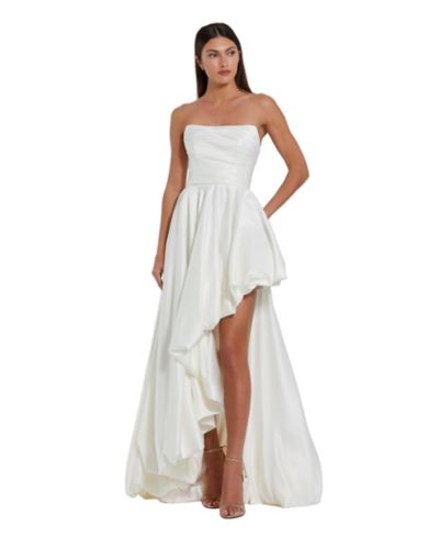 Mac Duggal Women's Strapless High-Low Satin Gown with Draped Skirt