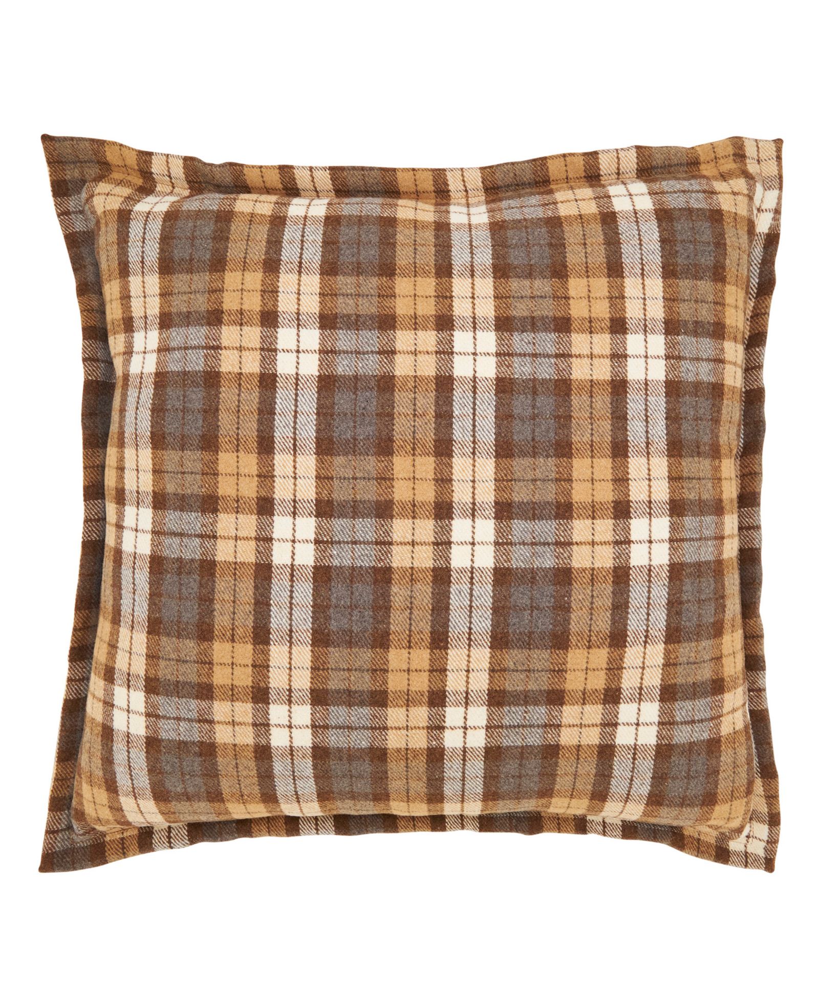 Saro Lifestyle Plaid Flange Poly Filled Decorative Pillow, 18" x 18"