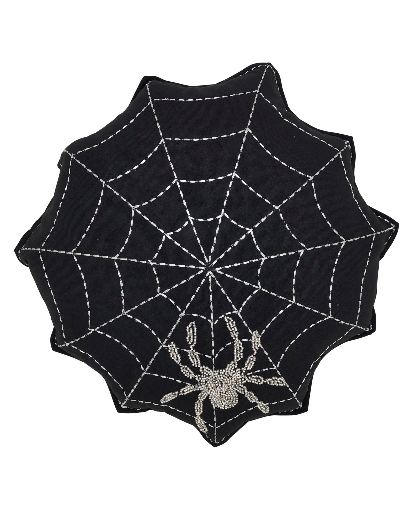 Saro Lifestyle Embroidered Spider Web Poly Filled Decorative Pillow, 18" x 18"