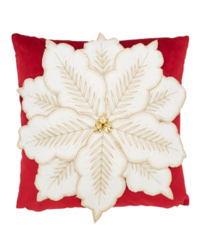 Декоративная подушка Saro Lifestyle Velvet Poinsettia Down Filled 16" x 16"