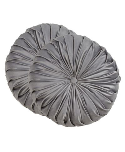 Saro Lifestyle Round Velvet Pintucked Poly Filled 2-Pc. Decorative Pillow, 14" x 14"