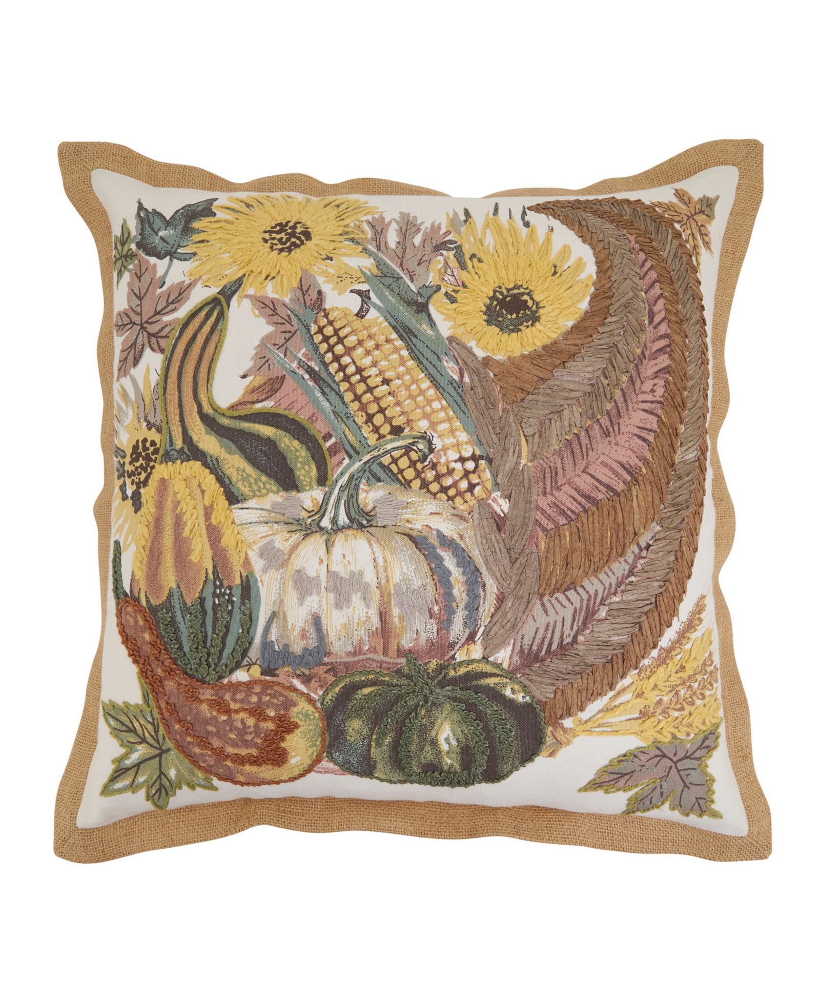 Декоративная подушка Saro Lifestyle Embroidered Cornucopia Down Filled, 20" x 20"