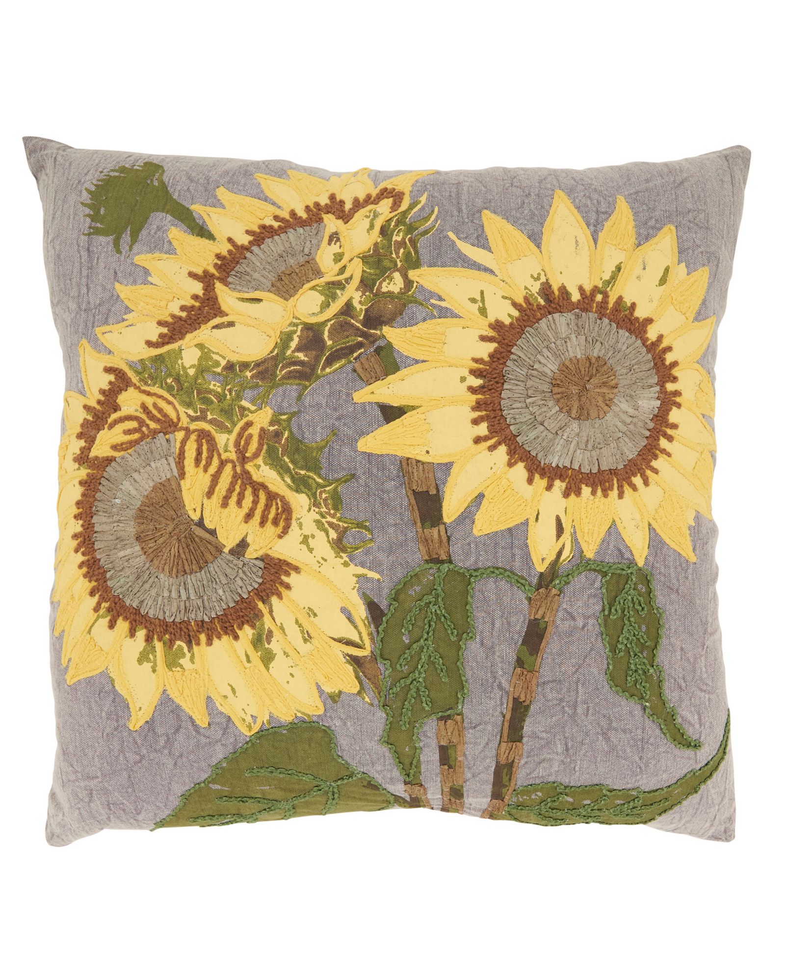 Декоративная подушка Saro Lifestyle Embroidered Sunflower Down Filled 20" x 20"