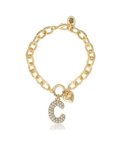 Браслет Juicy Couture Pavé Initial Charm 7.5'' Tone Link