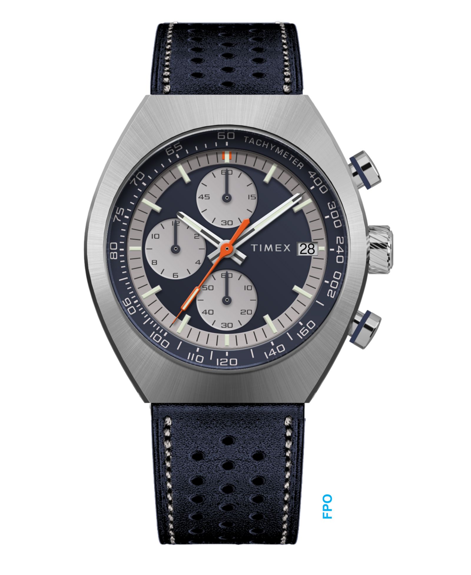 Timex Men's Quartz Analog Blue Leather Watch, 42mm