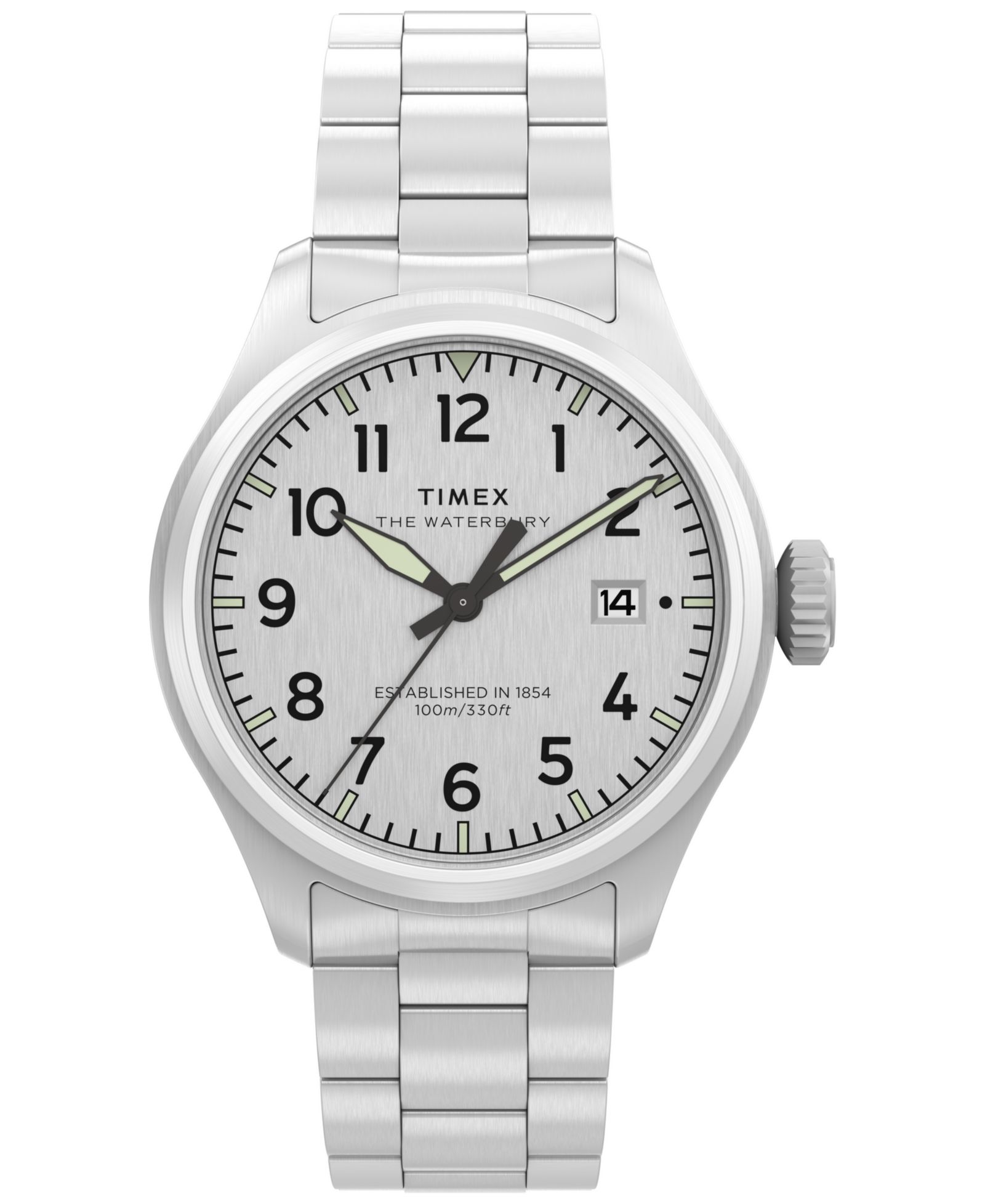 Мужские кварцевые аналоговые часы Timex из нержавеющей стали серебристого цвета, 41mm