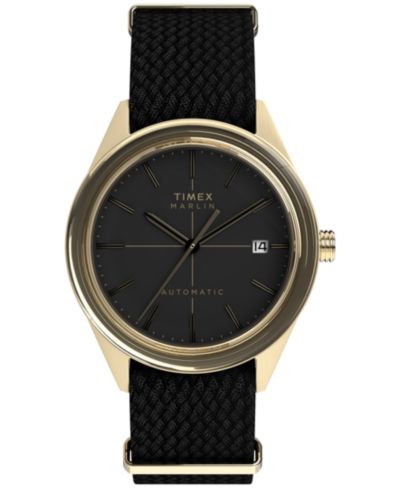 Timex Мужские механические автоматические часы из черной ткани 38mm