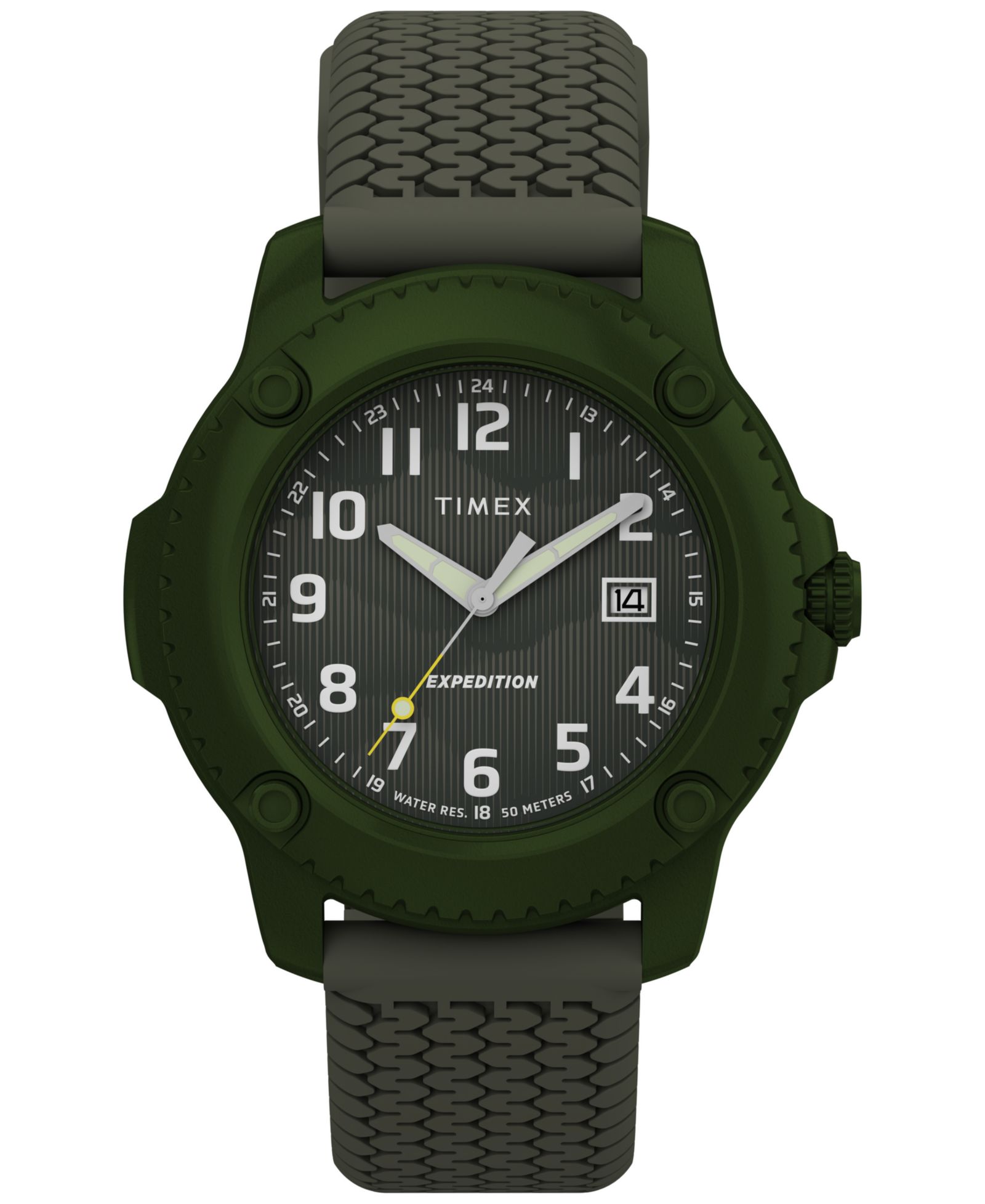 Timex Men's Quartz Analog Green Silicone Watch, 42mm