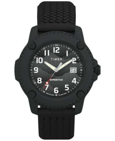 Мужские кварцевые аналоговые часы Timex Black Silicone, 42mm