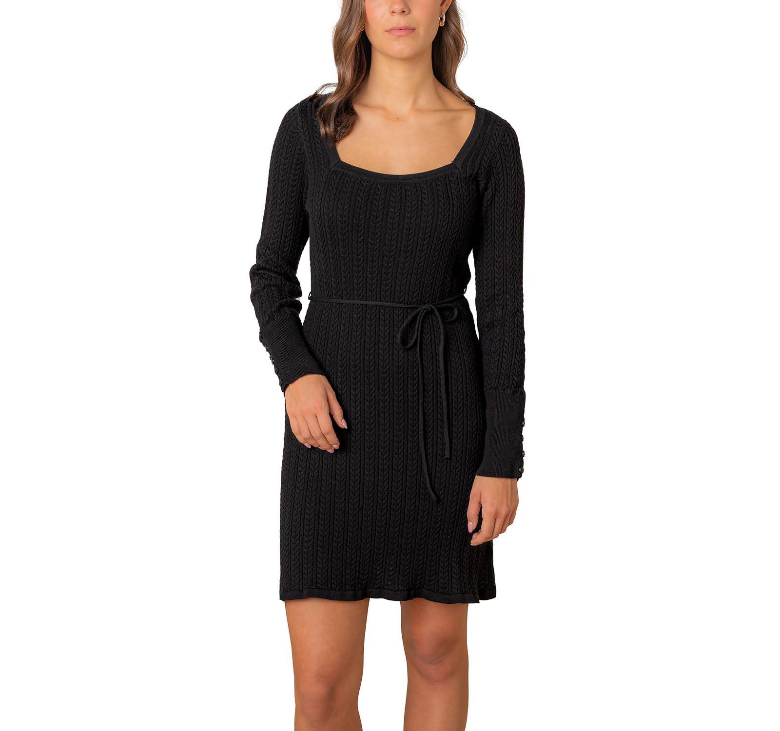Hope & Henry Women's Hope and Henry Organic Square Neck Cable Sweater Dress