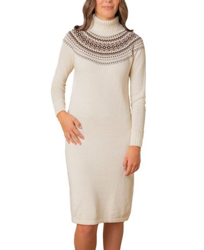 Hope & Henry Women's Hope and Henry Organic Long Sleeve Turtleneck Intarsia Sweater Dress