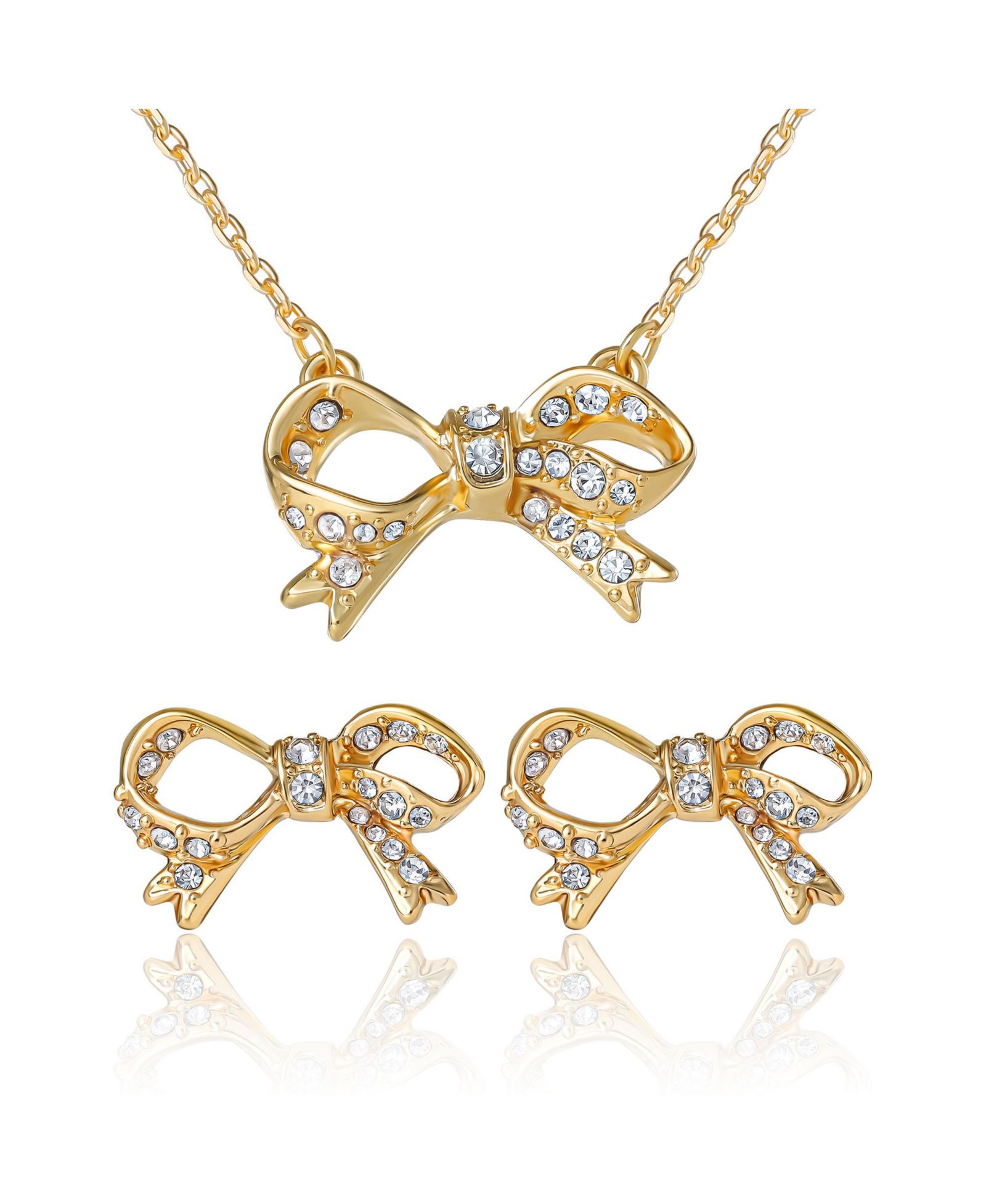 Набор колье и серег Juicy Couture Pave Bow Gold Tone