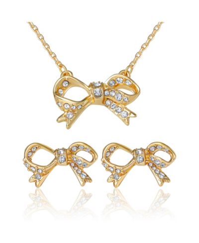 Набор колье и серег Juicy Couture Pave Bow Gold Tone