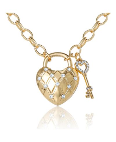 Подвеска-кулон Juicy Couture Heart Locket с ключом, Gold-Tone
