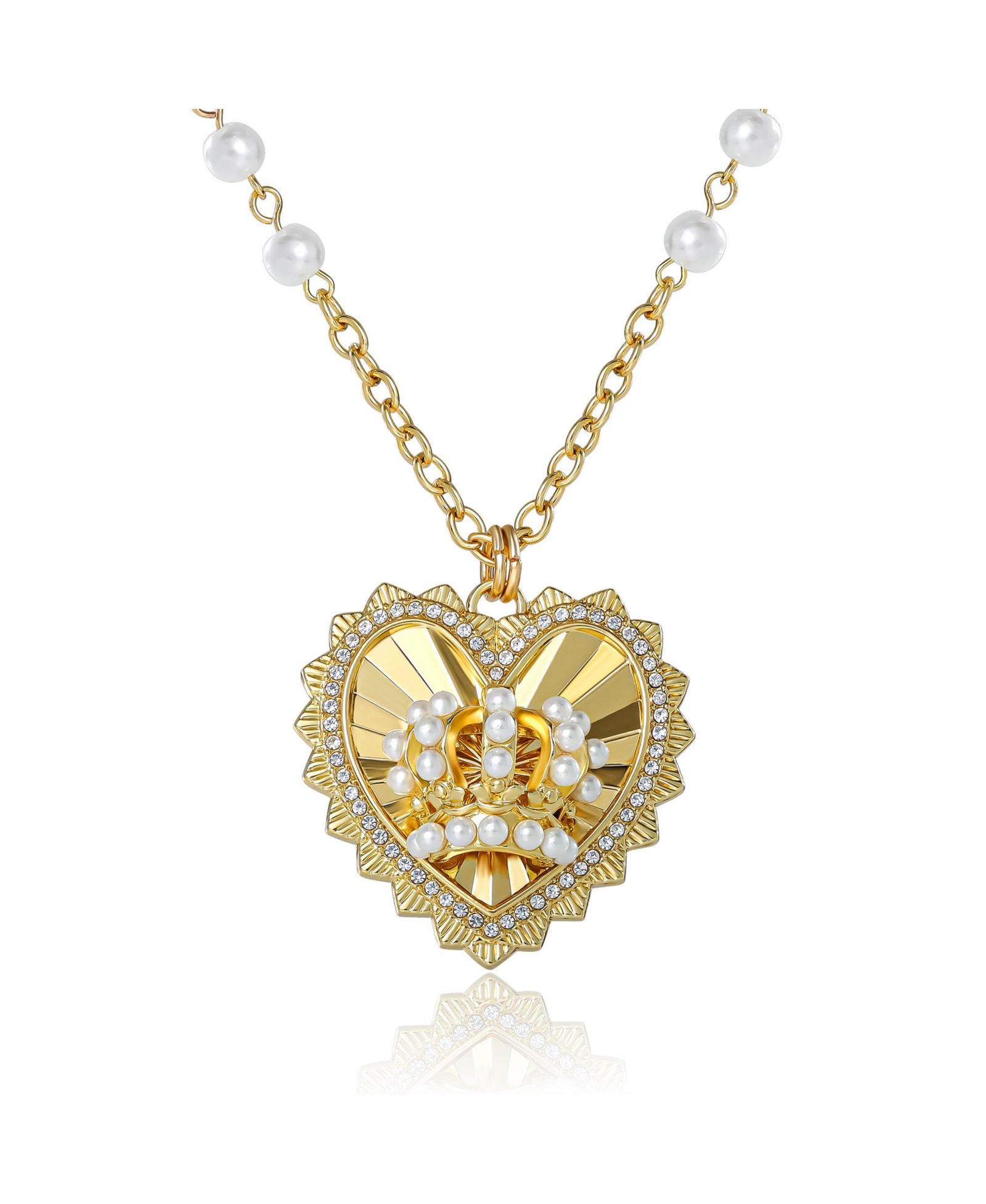 Ожерелье Juicy Couture Heart Crown, Gold-Tone с жемчугом