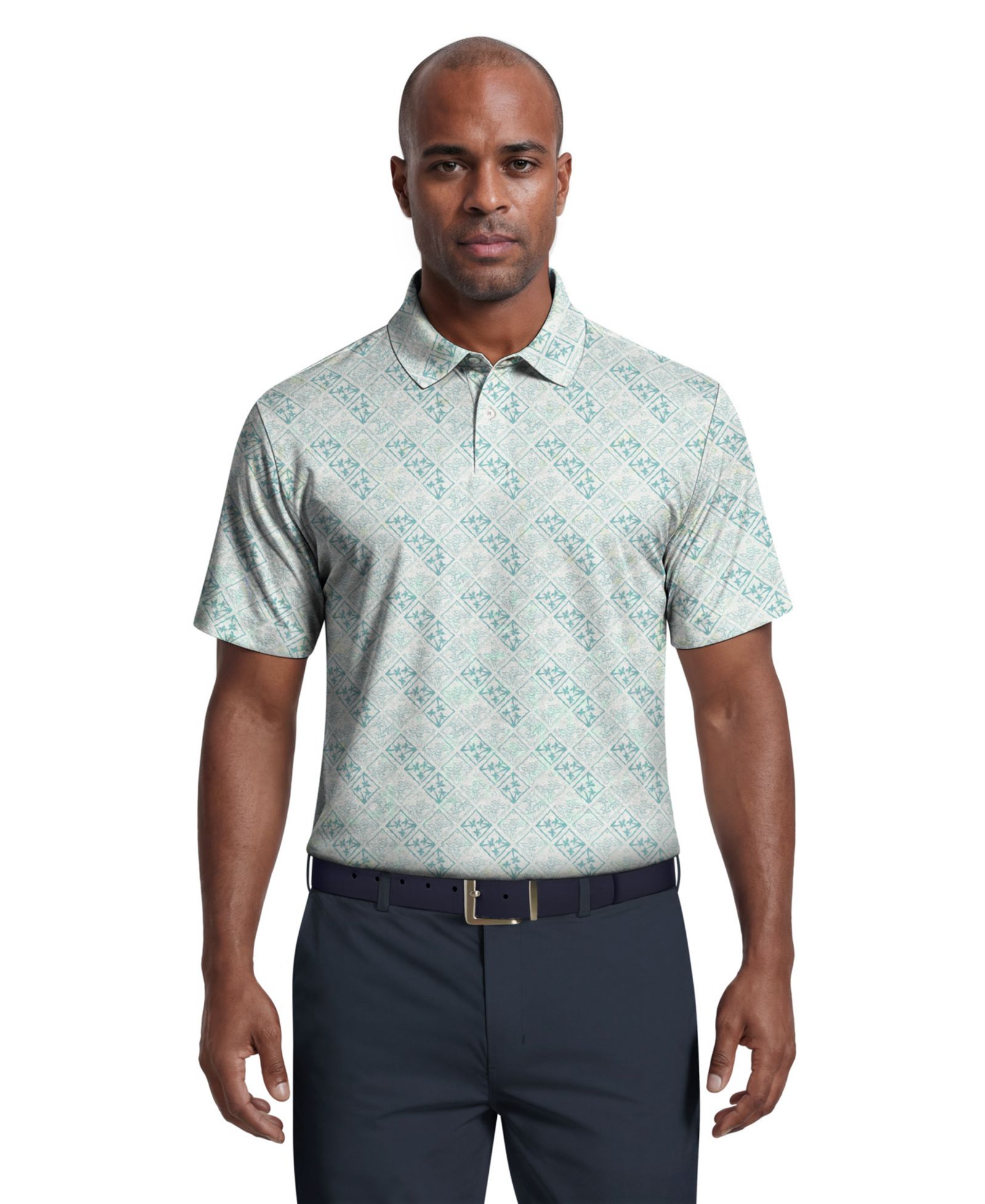 PGA TOUR Мужское поло для гольфа с принтом Tropical Argyle