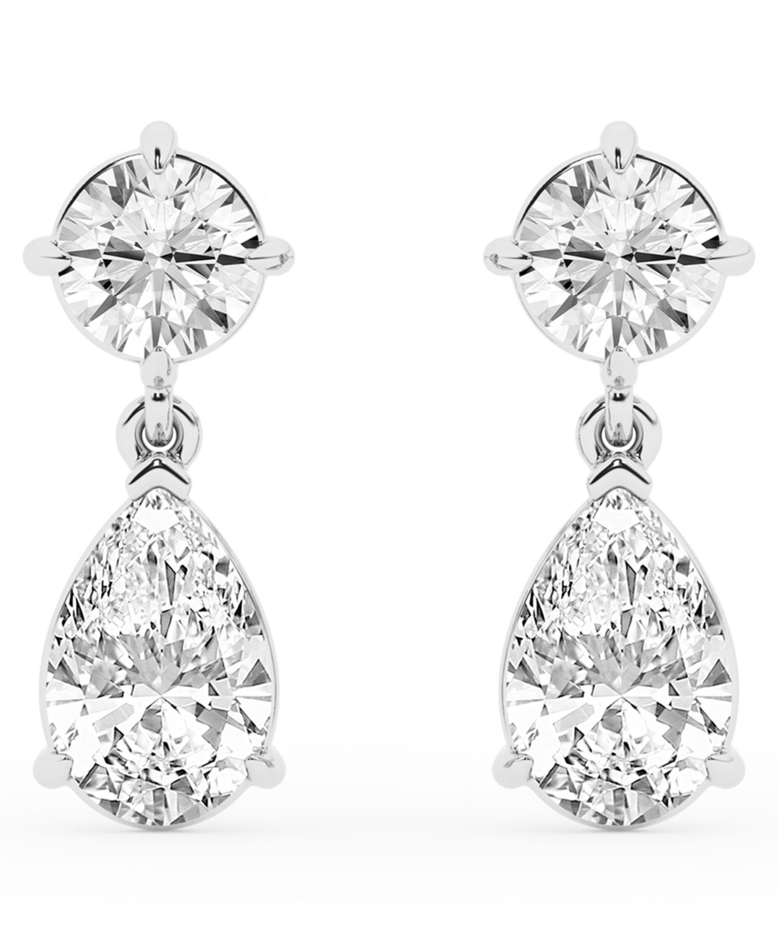 Macy's серьги-подвески Badgley Mischka Lab Grown Diamond в 14k White Gold