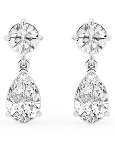 Macy's серьги-подвески Badgley Mischka Lab Grown Diamond в 14k White Gold