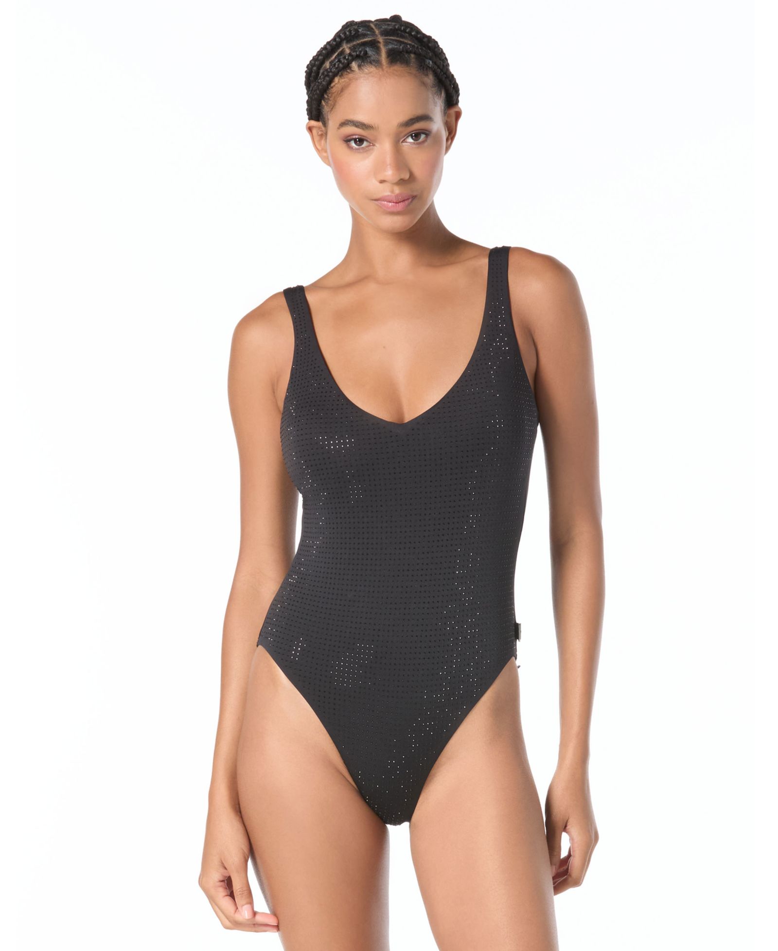 MICHAEL Michael Kors Women's Embellished V-Neck One-Piece Swimsuit