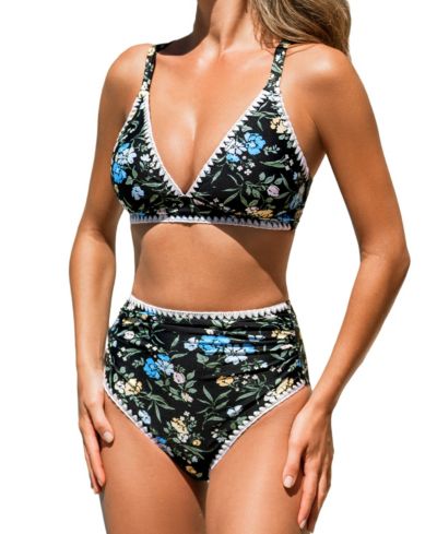 Cupshe Women's комплект бикини с V-образным вырезом и halter-бретелями