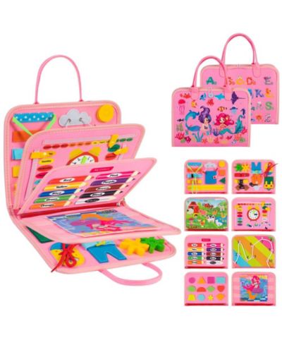 COWIN Busy Board 8 in 1 Busy Book Montessori Toys для малышей Pink